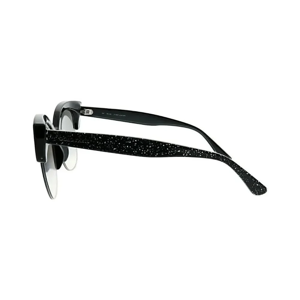 JIMMY CHOO Women's Oval 56mm Priya/S Black Glitter Sunglasses NEW WITH CASE $425